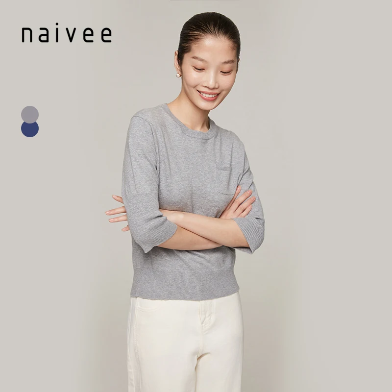 
naivee spring series knitted women top half sleeve 100% cotton for ladies 