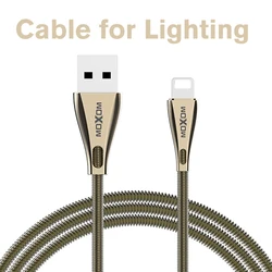 2.4A Spring USB Cable MOXOM CC31 Charging Cable 100cm Silver Zinc Alloy Micro USB C Phone Cable for iphone