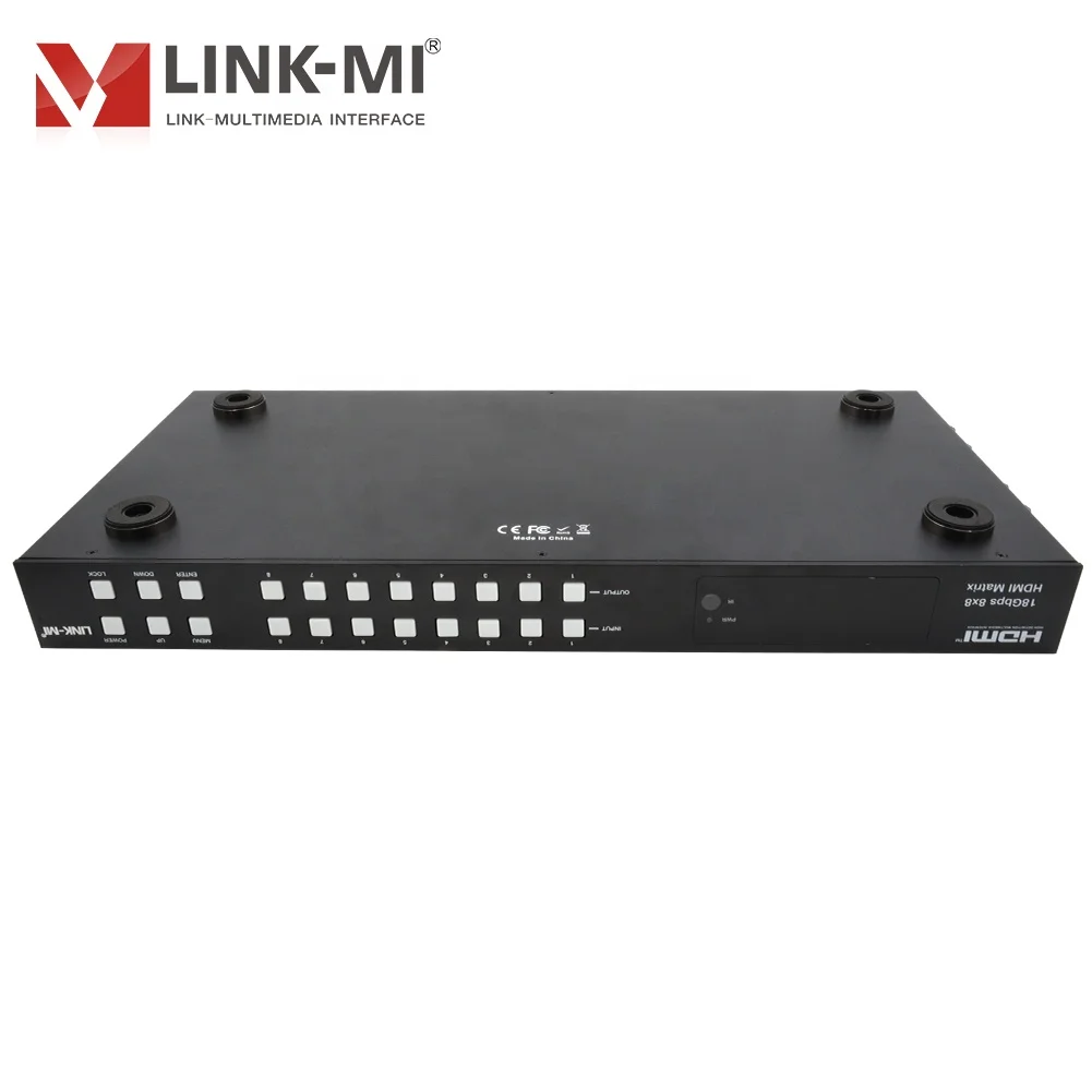 LINK-MI 8x8 HDMI матрица 4K2K @ 60 Гц 18 Гбит/с L/R + коаксиальный аудио downscaler дуги CEC EDID HDCP2.2 Кнопка/ИК-пульт дистанционного управления/RS232/веб-интерфейс управления