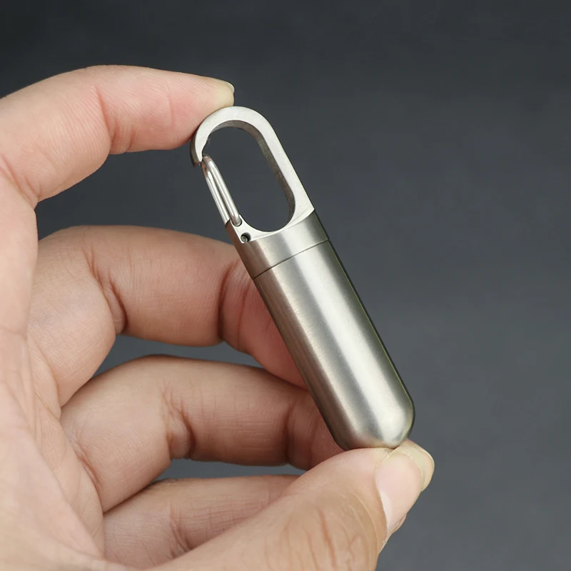 Customized logo Waterproof Keychain Shape Mini Portable Stainless steel Metal Pill Box Container mini size