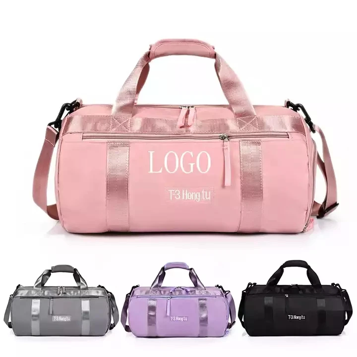 Custom Logo Pink Gym Women Design Waterproof Fashion Man Nylon Duffel Tote Bag Luggage Duffle Travel Bag With Shoe Compartment