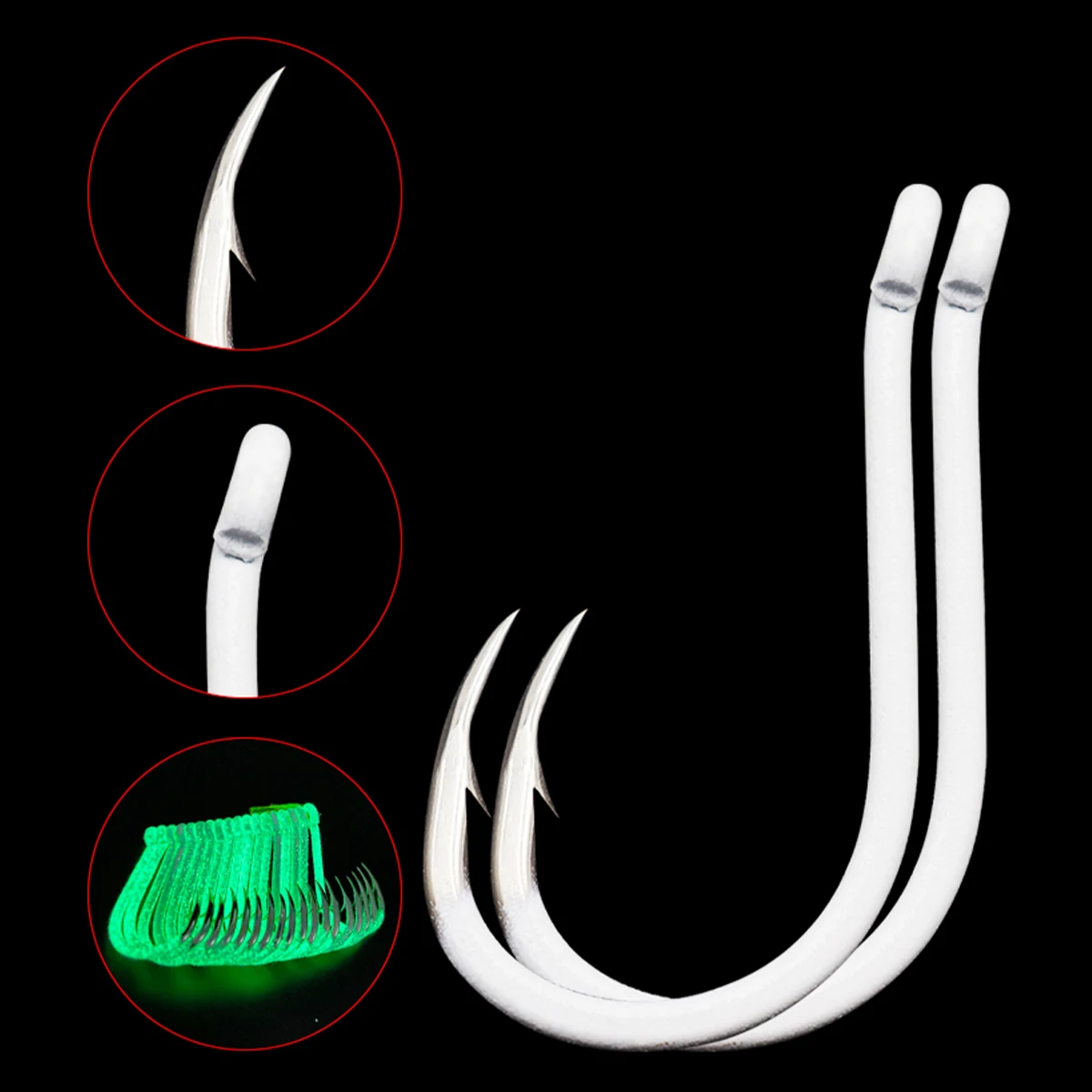 Seacrazy Super Strong Heavy WIre White Glow High Carbon Steel Octopus Fishing Hook  6#~15#