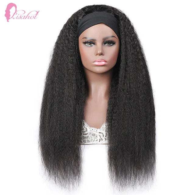 2022 Hot Sell Natural Black Malaysian Human Hair Cheap Scarf Wig Glueless Machine Made  Wig Grip Headband For Black Women