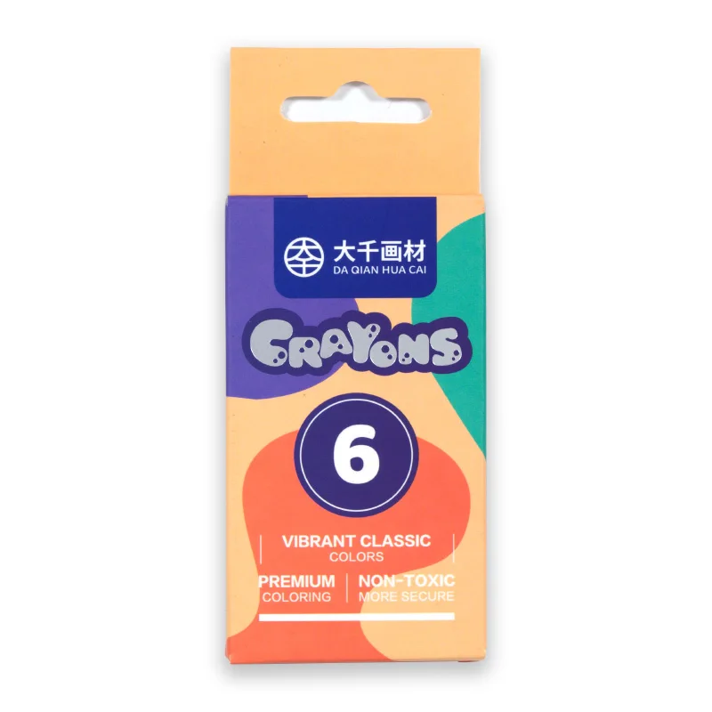 Art Set Manufacturer Supplies Wax Crayon 6pcs Accept Customized Logo OEM Box Packaging Color Crayon Pen Crayons