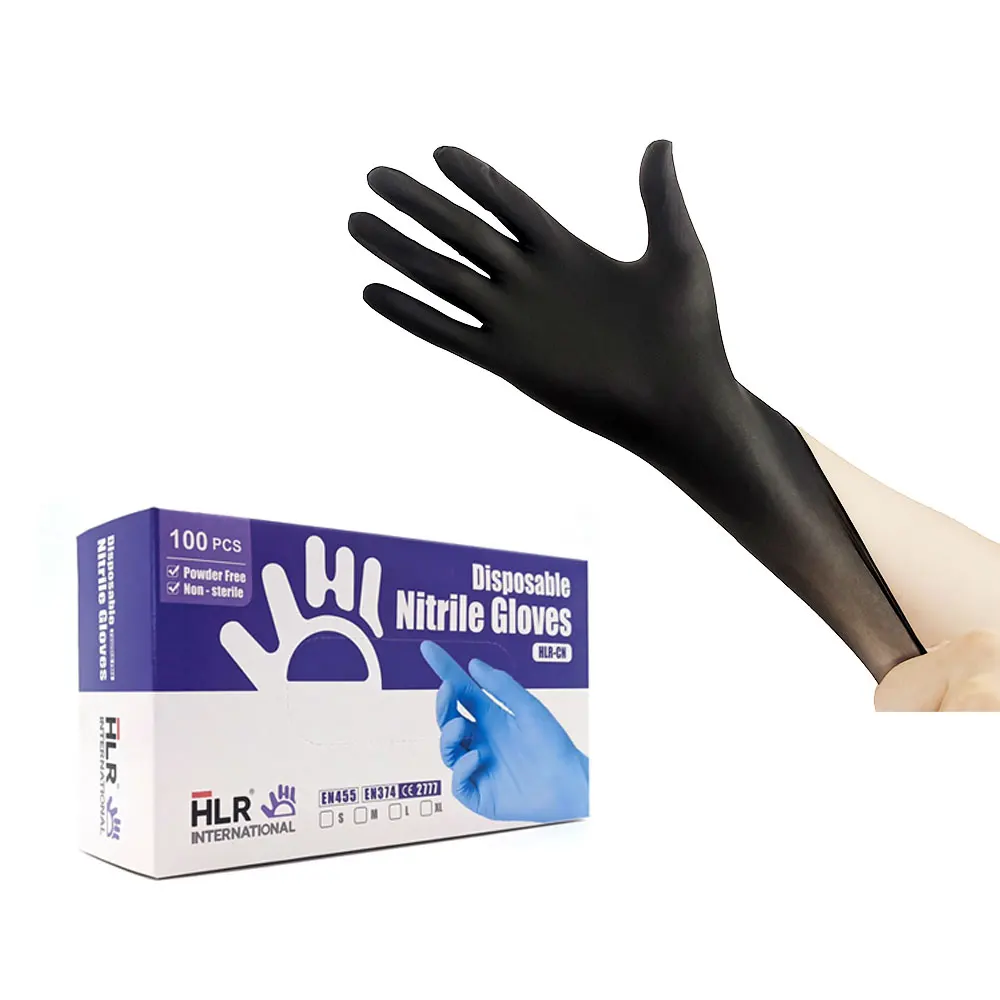 HLR Factory Direct Sales Plain Blue Nitrile Latex Strong and Durable for Disposable Nitrile Mitten