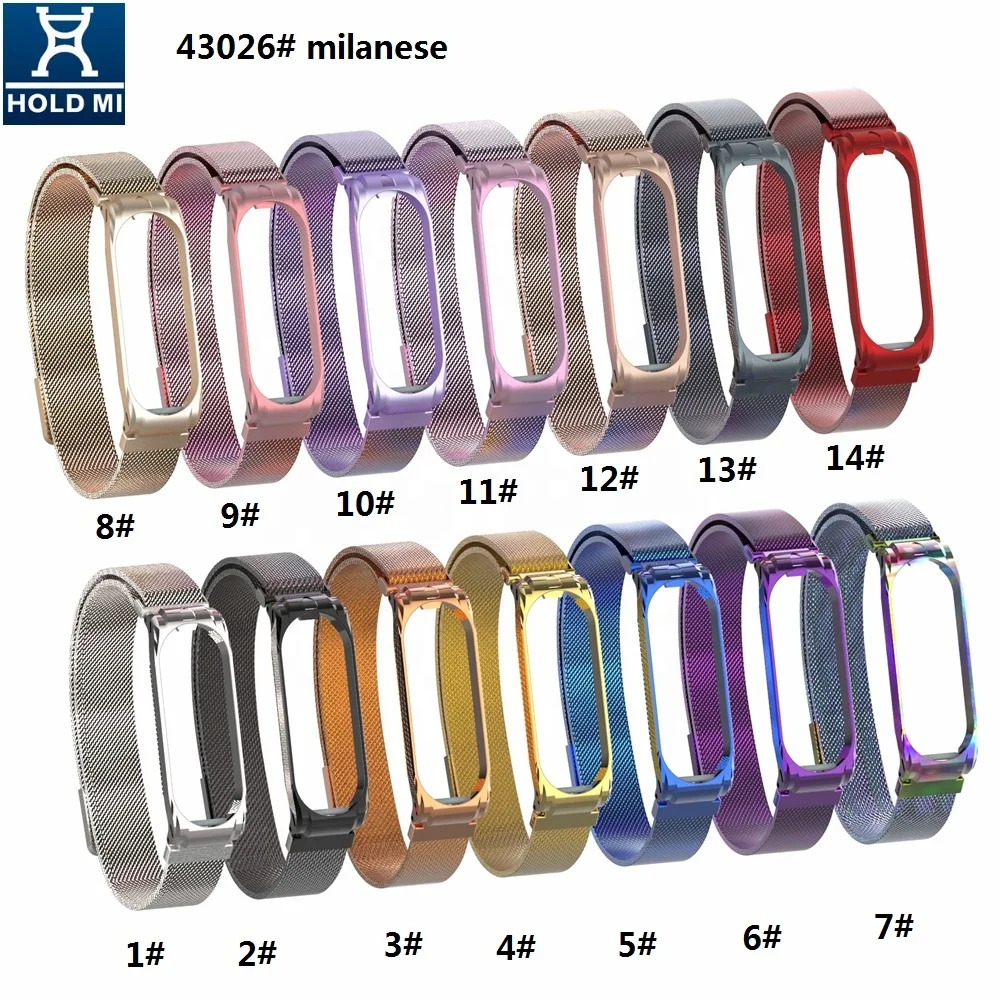 HOLDMI ODM 43026 серия серебристого цвета из нержавеющей стали miband 4 ремешок Миланская петля для mi band 4 и 3