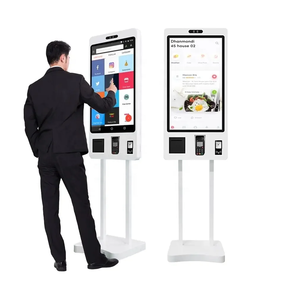 24 27 32 Inch Capacitive Touch Screen Self Payment Ordering Kiosk with Stand