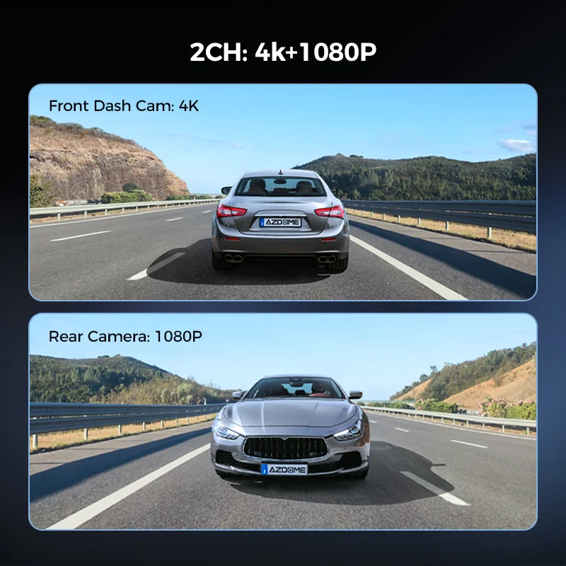 AZDOME PG18S 11.26' Touch Screen Sony Sensor 4K+FHD GPS Dash Cam 4K Auto Car Camera Mirror Dashboard Camera Universal