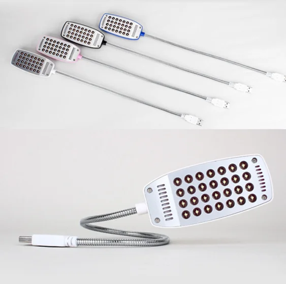 28 LED Reading Lamp Ultra Bright Flexible 4 Colors LED USB rechargeable Book Light For Laptop Notebook PC Computer