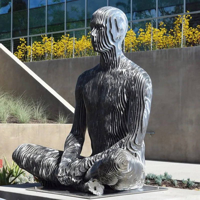 Modern City Square Decoration Life Size Stainless Steel Disappear Abstract Figure Man Sculpture