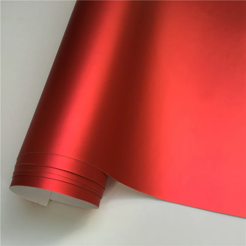 Satin Matte Chrome Red Vinyl Wrap Bubble Free For Car Wrapping 1.52*18m