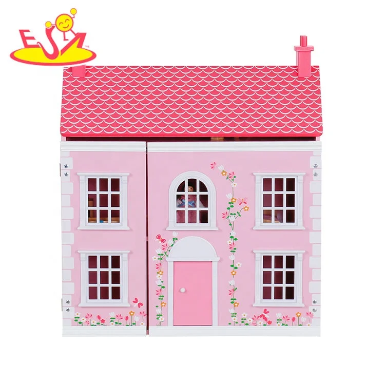 Custolmize pink girls wooden georgian dolls house for sale W06A420