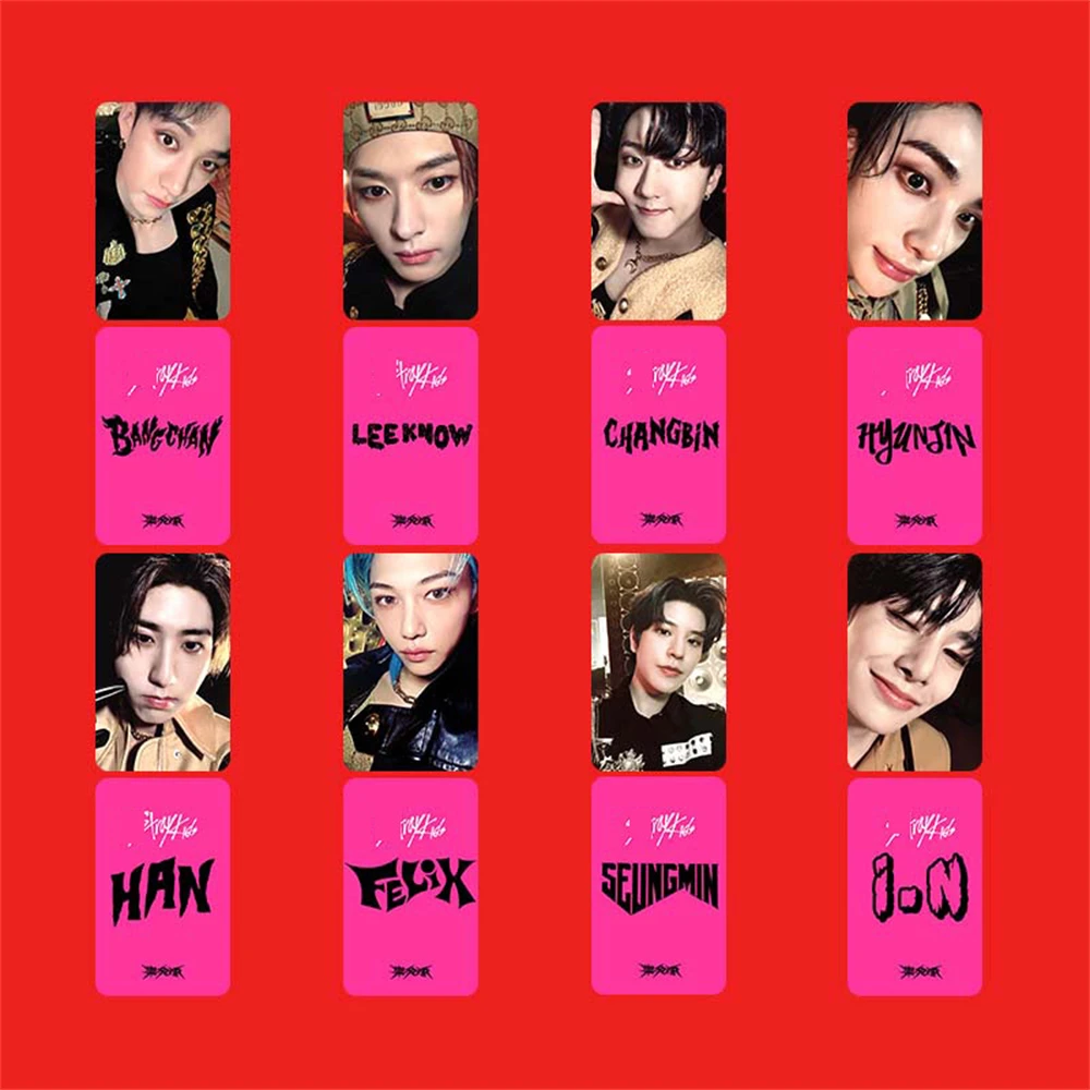 8 sets of KPOP rock star album photo cards for homeless children, double-sided postcards, Leeknow Bang Chan Hyunjin Felix Lomo 9