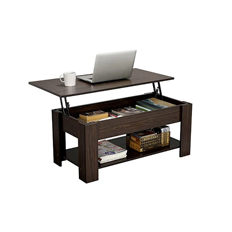 Lift Top Coffee Table Storage Shelf Hidden Storage Compartment MDF Wood Furniture Tea Center Table