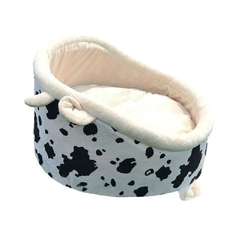 Cow pattern pet bed for car Cute pet bed with Removable Cover for dogs and cats