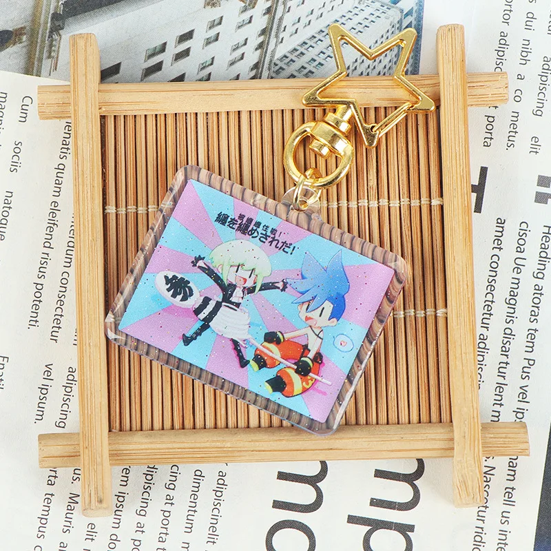 Make Your Own Design Anime Glitter Hologram Key Chain Custom Cartoon Resin Epoxy Acrylic Charm Keychains