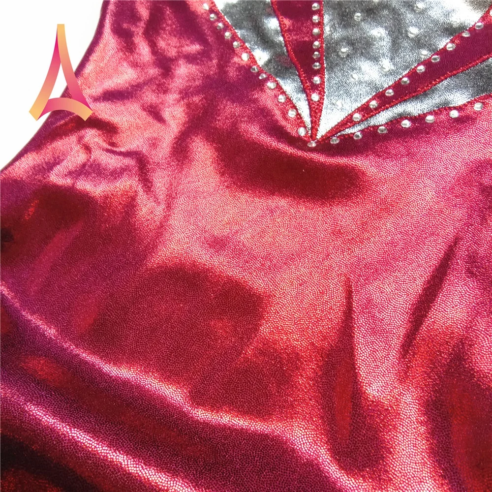 Scoop-back One-piece Athletic Tank Gymnastics Leotard for Girls Rhinestone Detailed