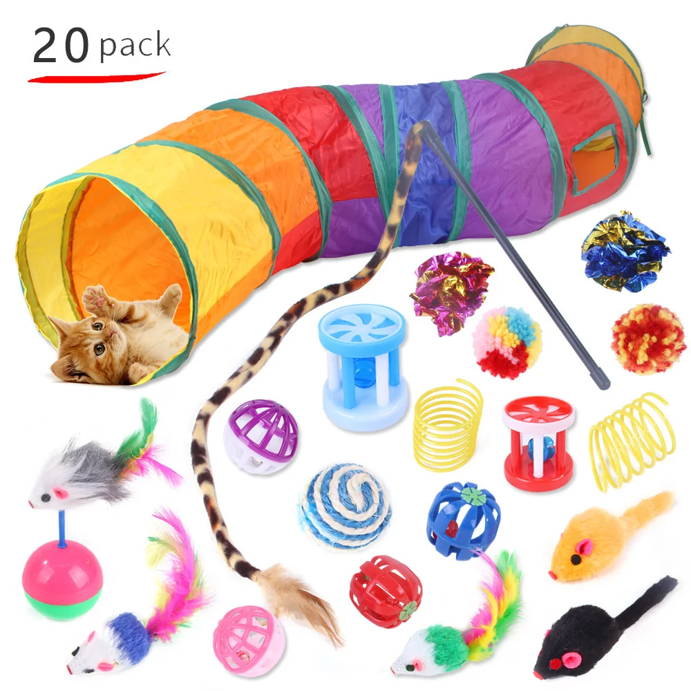 
Eco-Friendly Cat Toy Tunnel Interactive Colorful Cat Toy Set Foldable Tunnel Pet Cat Dog Toy 