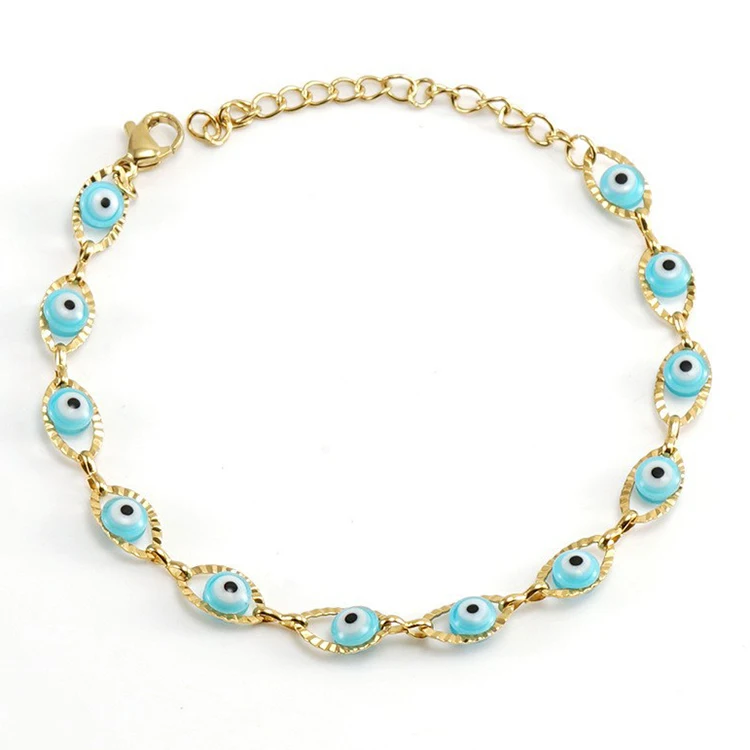 Bohemian Style Gold Plated Lucky Protection Evil Eyes Bracelet Adjustable Gold Silver Plated Blue Red Eye Charm Bracelet