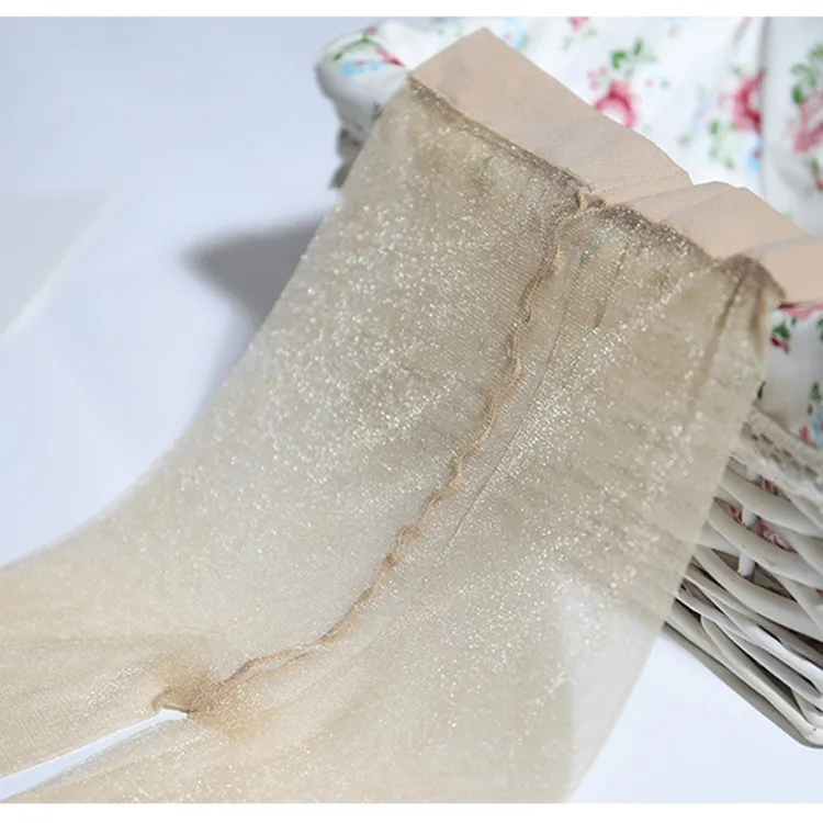 0D line crotch pearl pantyhose invisible seamless T crotch flash pantyhose gloss pantyhose silver silk socks