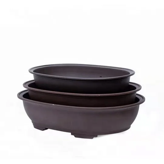 Садовые многоразмерные овальные пластиковые горшки для растений бонсай глина терракотовые