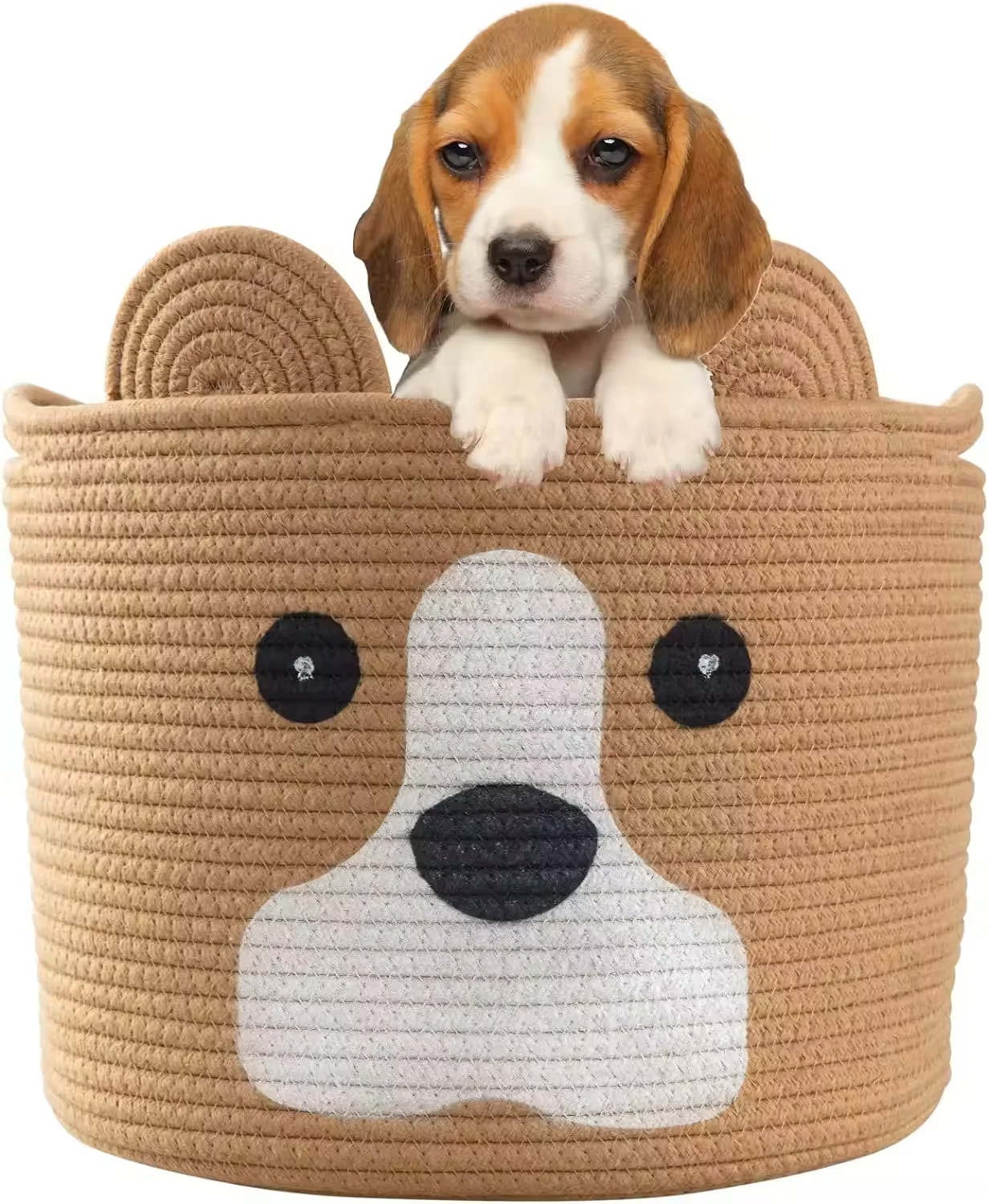 Pet Dog Toy Storage Basket, Woven Cotton Rope Animal Storage Basket Bin for Kids, Baby Toys Basket Foldable Modern Folding