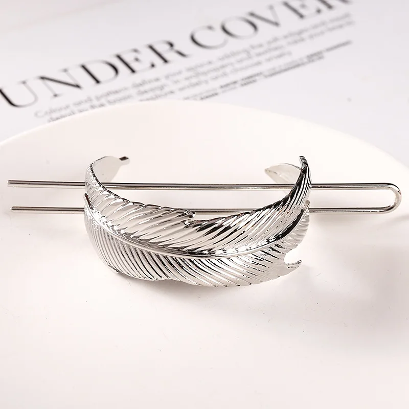  Women Top Hairpin Alloy Feather Shaped Girls Bun Holder Hair Stick Golden Jewelry