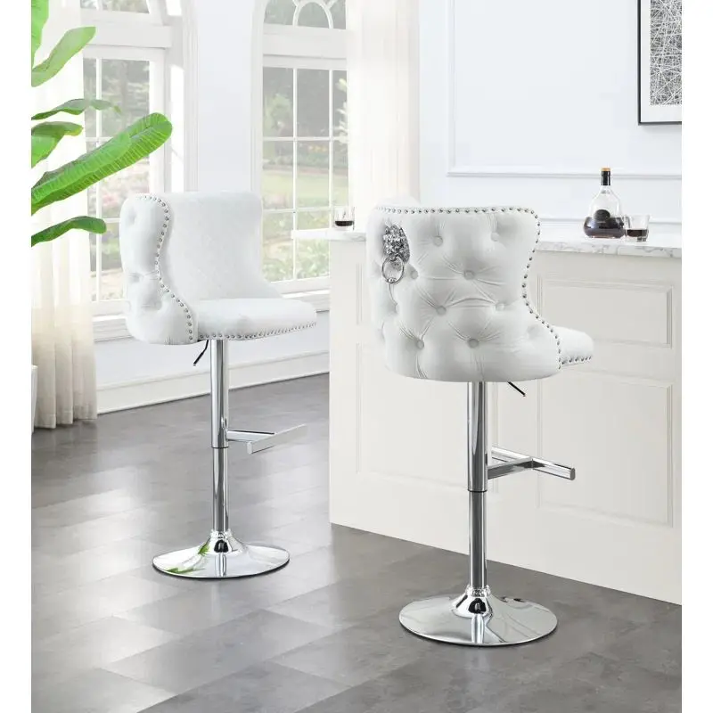 French Style Bar Stools Counter Height Coffee Home Restaurant Velvet Swivel High Stool Bar Chairs