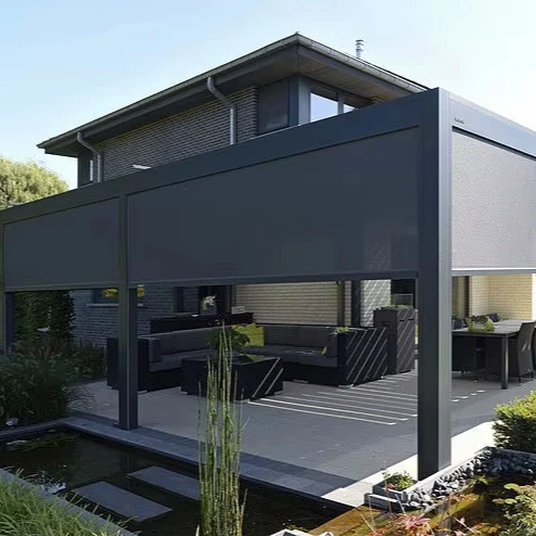 Customised Motor Wind Proof Roller Blind Outdoor Motorized Zip Track Roller Blind