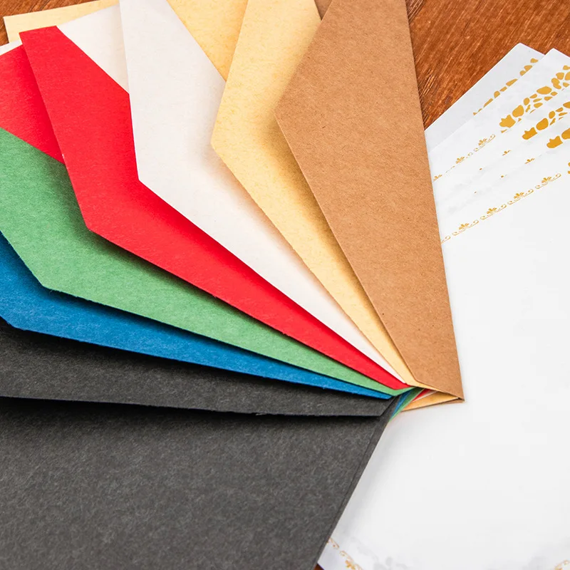 Custom logo jewelry packaging Vintage colored envelope letter set Paper Window Envelopes Wedding Invitation Gift Envelope