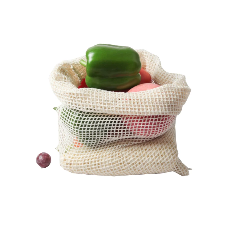 Amazon hot style green fruit mesh bag pull rope bundle mouth vegetable mesh storage bag spot pure cotton mesh bag