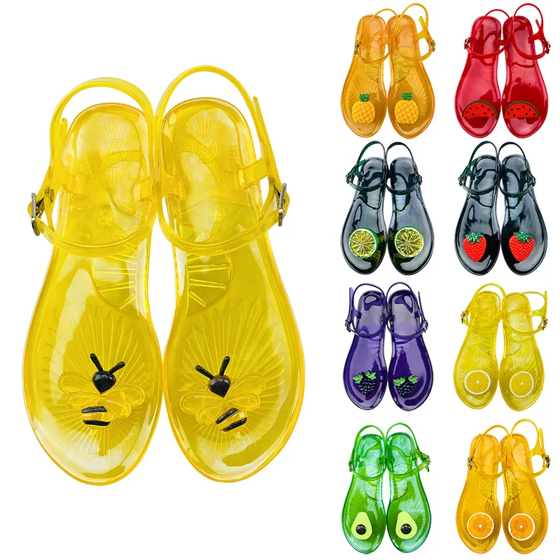 Fruit Flat Sandal Women Summer Anti Slip Pineapple Outer Wear Soft Bottom Jelly Sandal Beach Sandal for Women