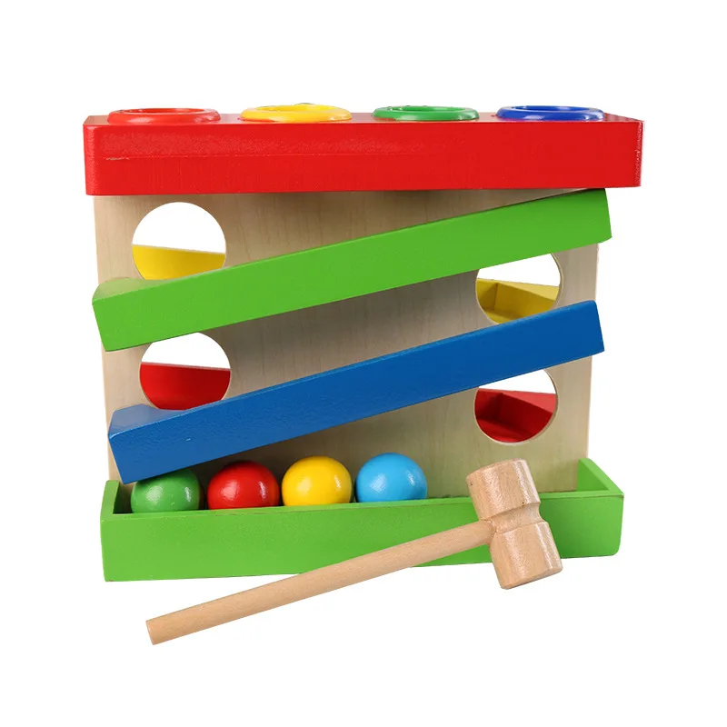HOYE CRAFT Children Wooden Colorful Knocking Ball Games Rolling Ball Toy Montessori Educational Toys For Toddlers