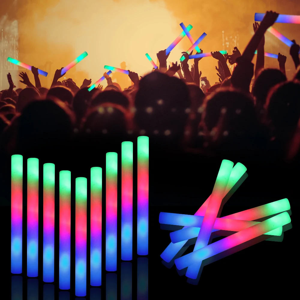 Led Foam Sticks Flashing Glow Sticks Party Supplies Light Up Baton Wands for Kids Raves Birthday Wedding Holiday
