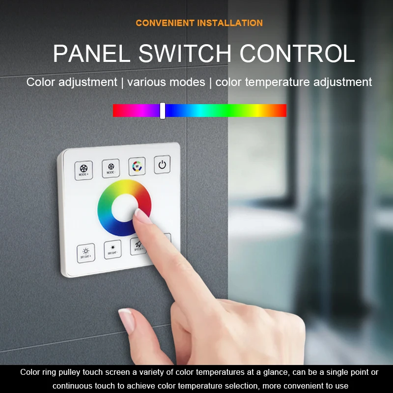 High Power 40A DC 5-24V Smart Touch Switch Panel Full Wireless RGB/RGBWC/RGBW LED Color Strip Controller Dimmers for LED Strip