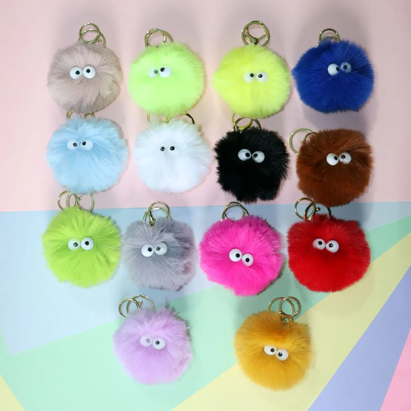 Soft Pom Pom Keychain Light Keychain with Plush Material Metal PVC Plastic Zinc Alloy Featuring a Stylish Design