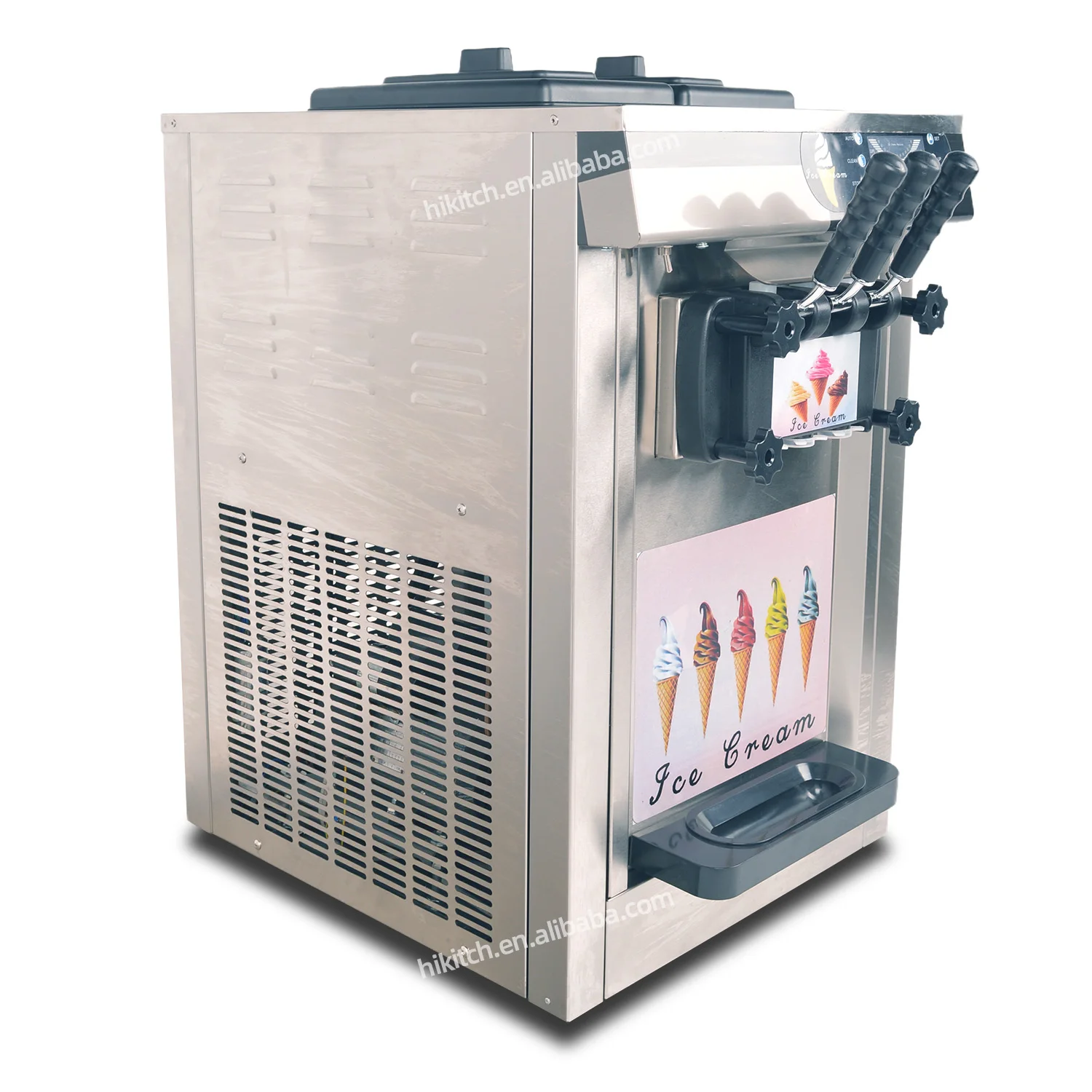 Stainless steel soft ice cream making machine 20L/H rolled ice cream machine 3 flavor double compressor precooling