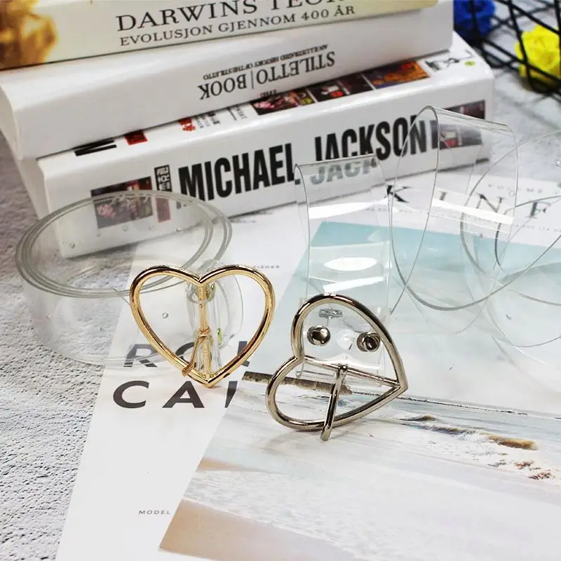 
Fashion versatile resin plastic full transparent belt circle buckle love buckle belt jeans student accessories 