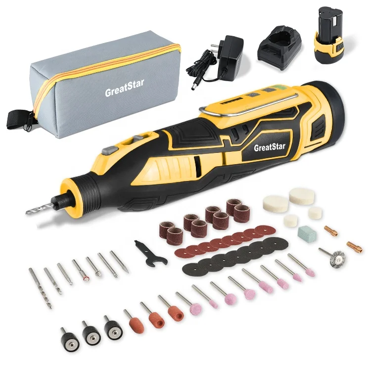 GreatStar 12V Cordless Rotary Tool Kit Customize Grinder Powerful mini Engraver Sander Polisher with 114 Easy Change Accessories