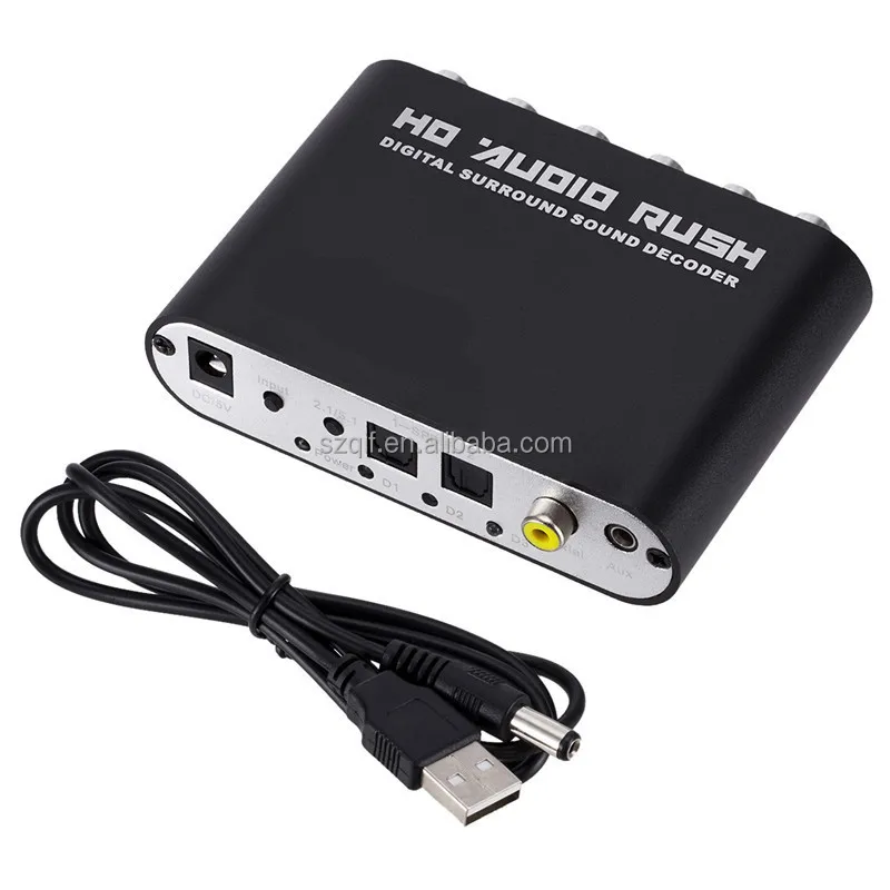 Latest 5.1 Audio Decoder converter PC-USB Soundcard RCA SPDIF Coaxial Optical 5.0 receiver Volume USB music player