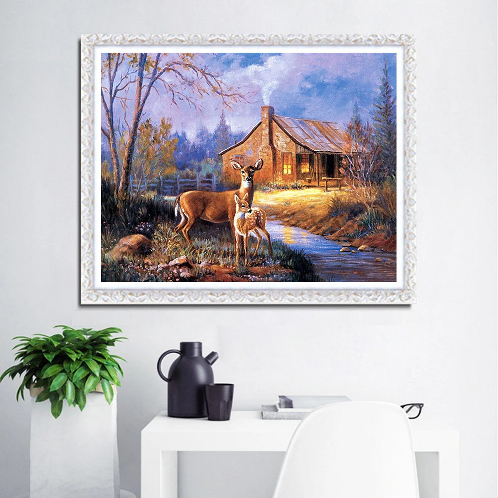 5D Deer Painting Canvas Wall Art Home Decorative Chinese Cross Stitch Sets Embroidery Kits