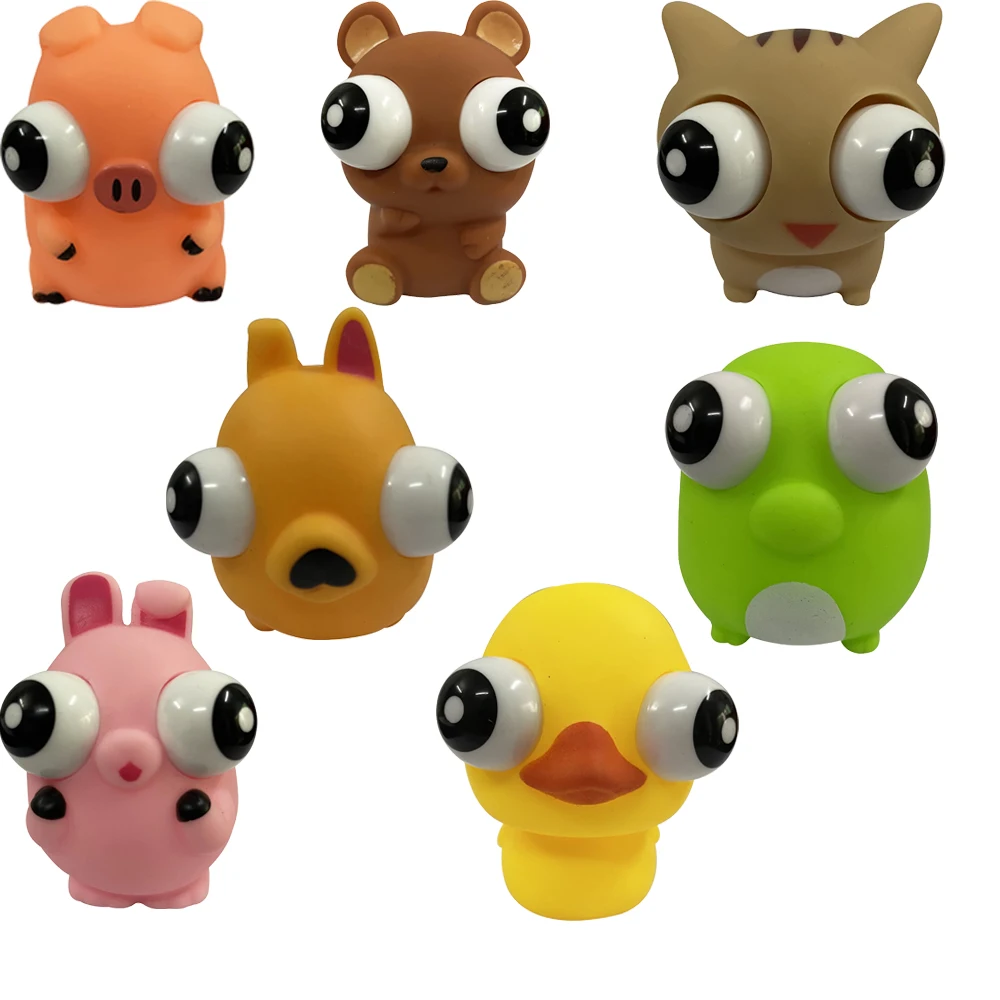 Trending products new arrivals Animal Popping Out Eyes Squeeze Fidget Squeeze Decompression Toys Cartoon Animal Series For Kids