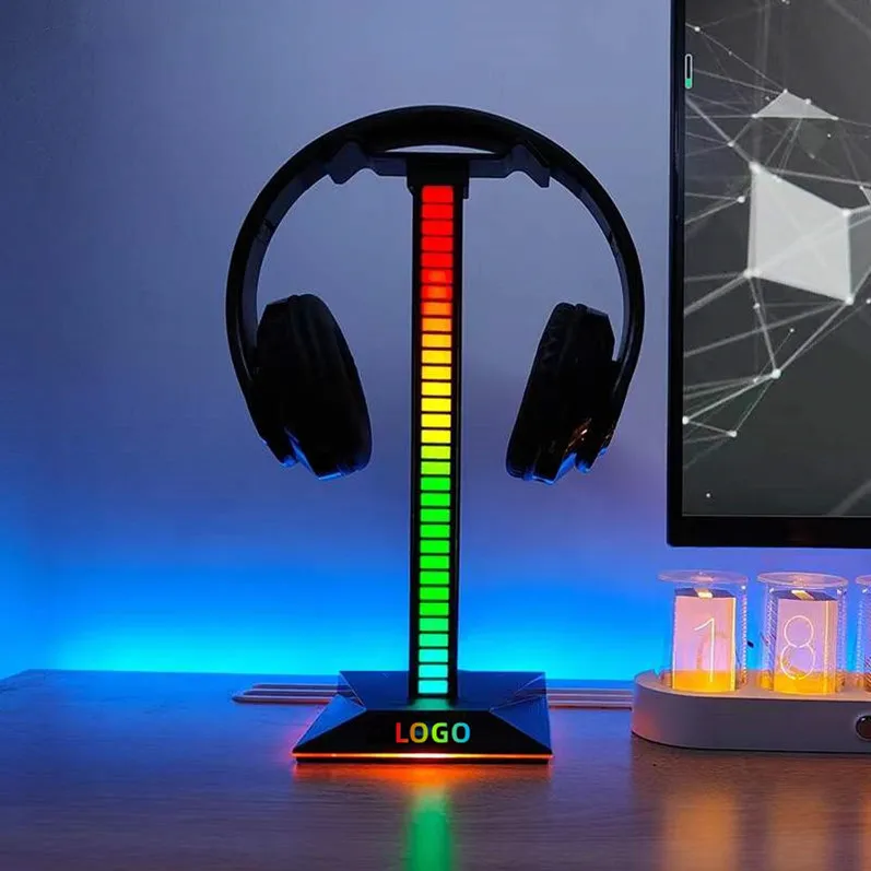 RGB Gaming Headphone ABS Stand Holder Earphone Display Shelf Bracket Gaming Headset Hanger with 2 USB2.0 Ports