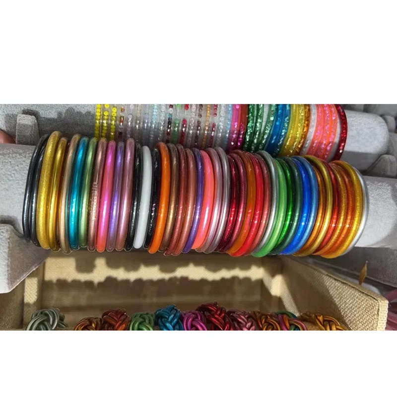 New Arrival Handmade Buddhists Gold Filled Foil Silicon Bangle Bracelet Colorful Shiny Jelly Bracelets Bouddhistes