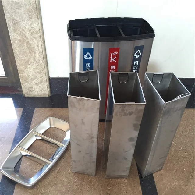 GNF stainless steel recycling bin 3 compartments rubbish bin
