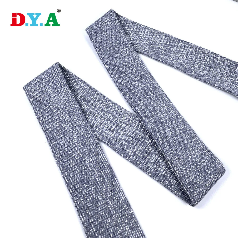 Factory wholesale 25mm lurex knitted webbing tape for garment decoration
