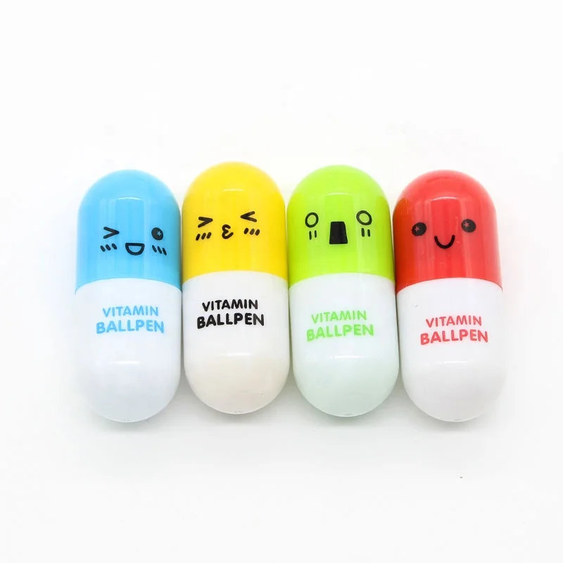 Plastic Advertising Retractable Ballpoint Pen Mini Capsule Pill Pen