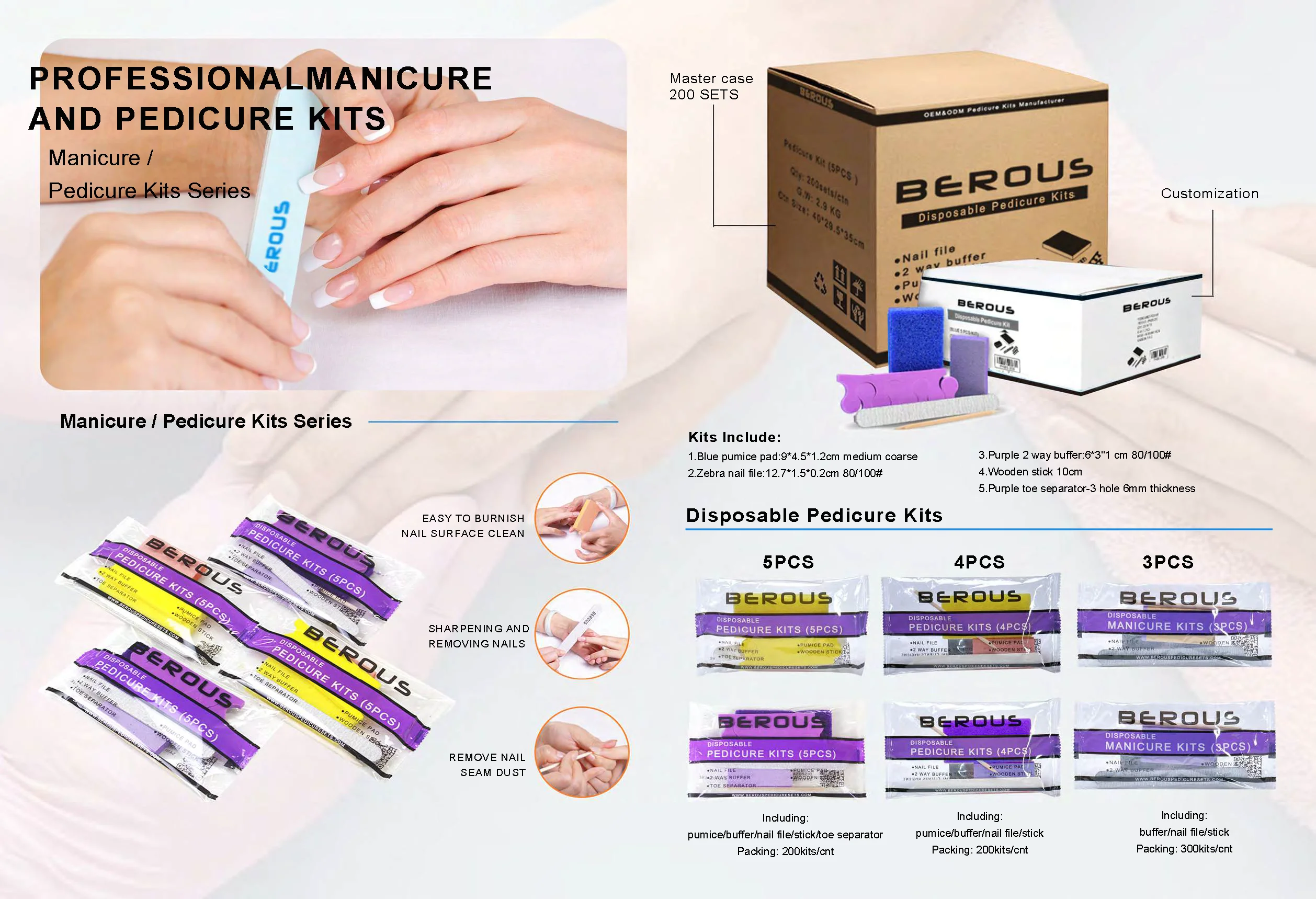 Salon Spa disposable nail tools 5pcs combo set nail kit for Artificial and Natural Nails manicure & pedicure set