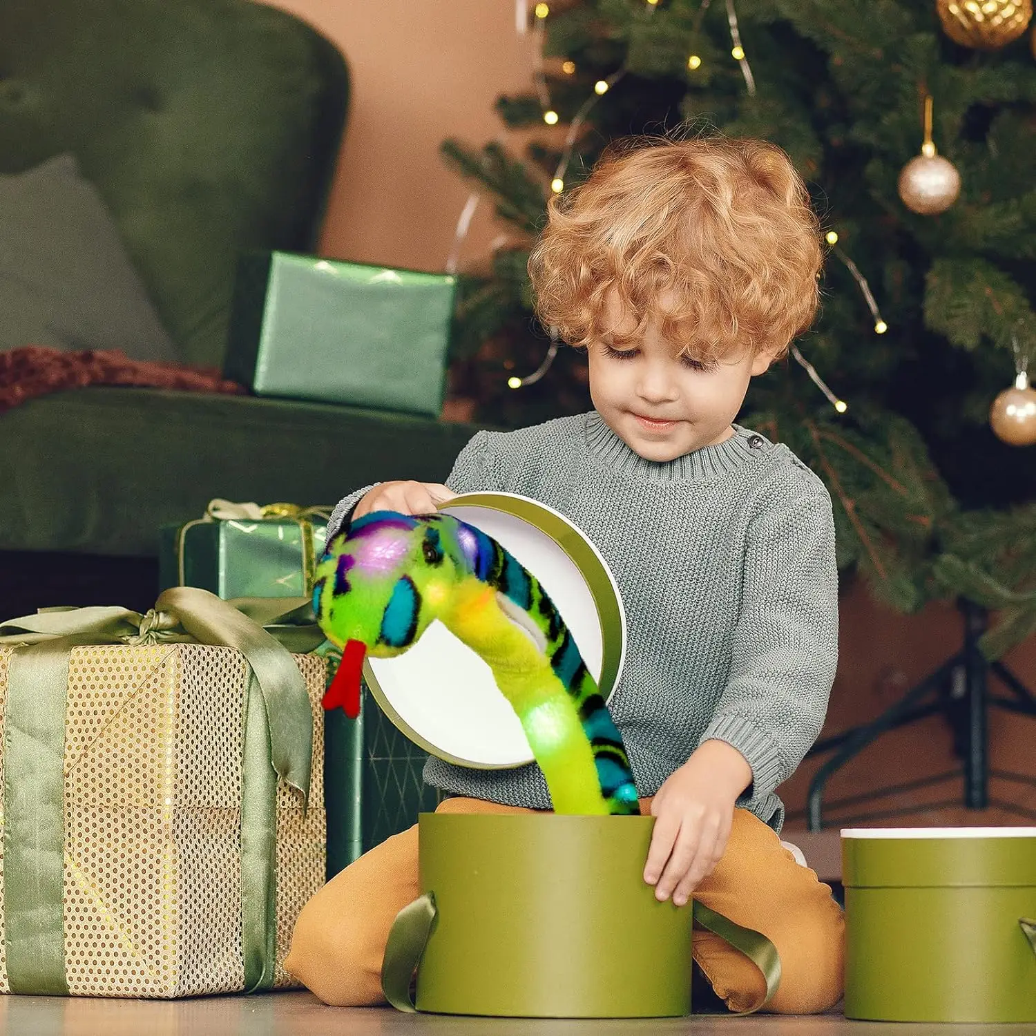 Realistic 40' LED Light Up Snake Stuffed Animal Snake Plush Toy Glowing Up Stuffed Animal for Practical Jokes