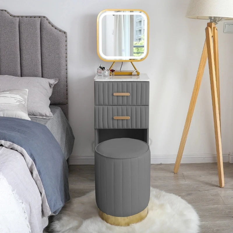 Скандинавский современный простой металлический туалетный столик с зеркалом и табуретом, макияж, стол, мебель для спальни